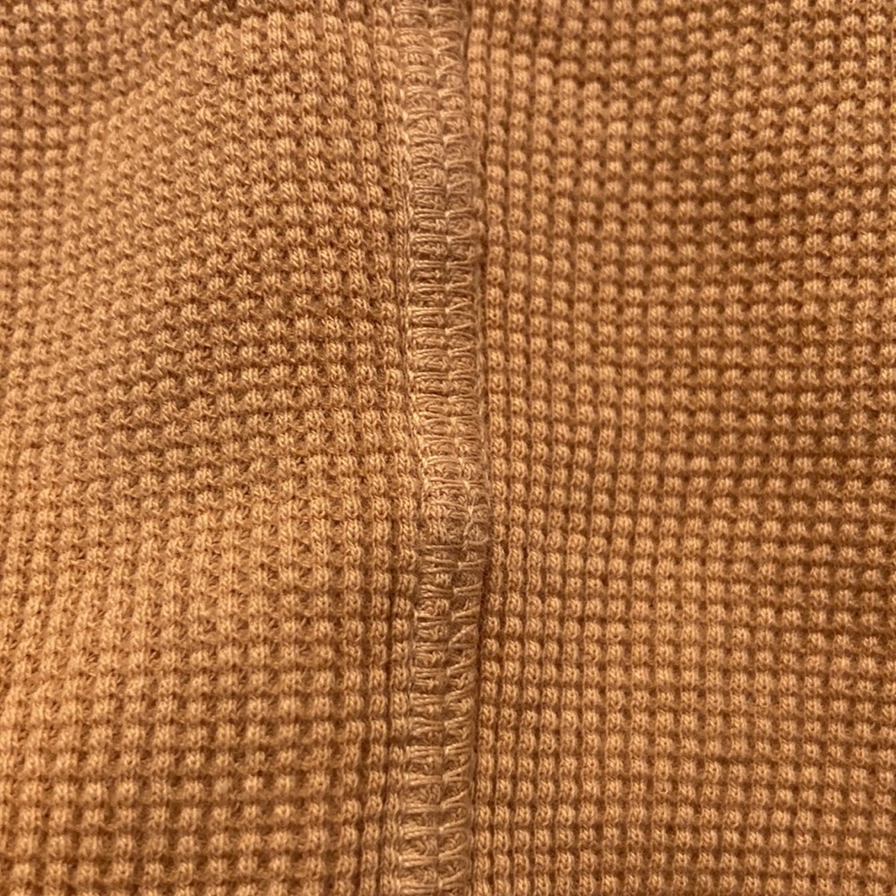 MATE THE LABEL THE HARPER HENLEY OCHRE YELLOW GOLD WAFFLE KNIT THERMAL TOP L - Picture 8 of 10